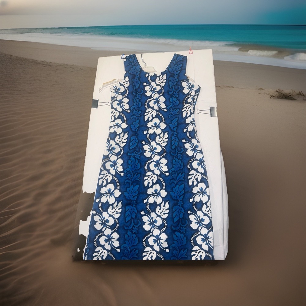 Original Women's KY'S Hawaiian Dress 100% Cotton Size Large Floor Length Long